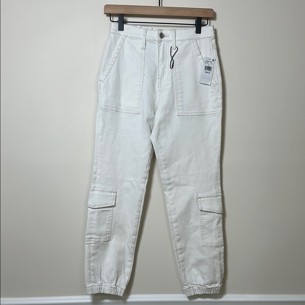 Sanctuary Brooklyn Women’s Cream Denim Cargo Pants Size 25 New With Tags
